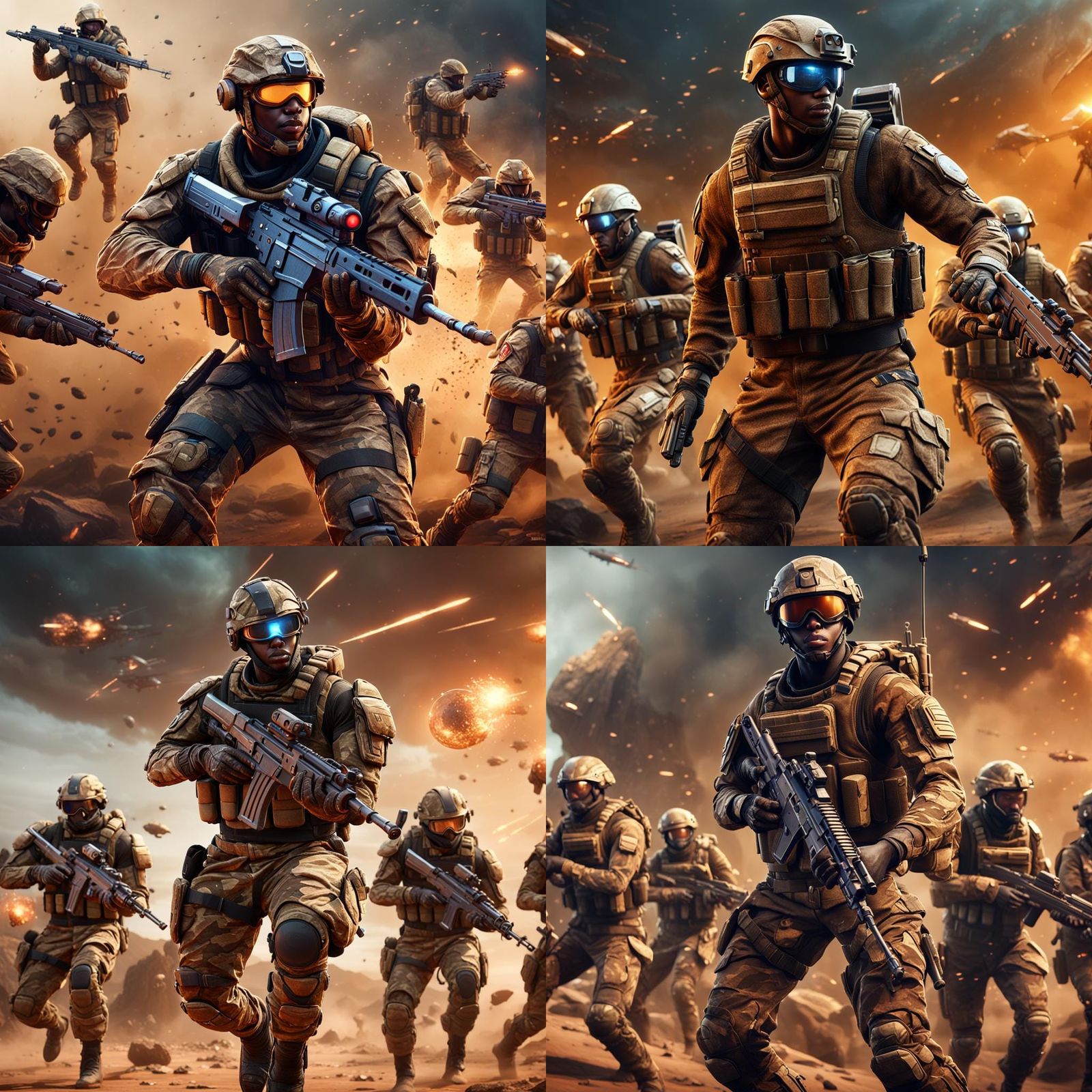 Futuristic South African Soldier Battles Enemies