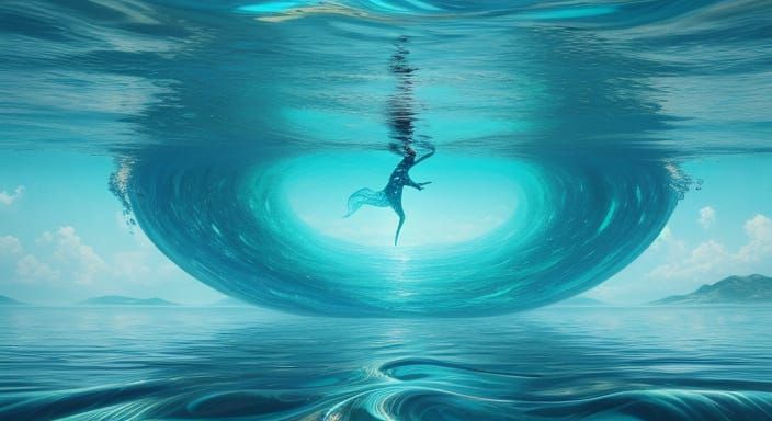 Turquoise Dream: Surreal Floating Point of View