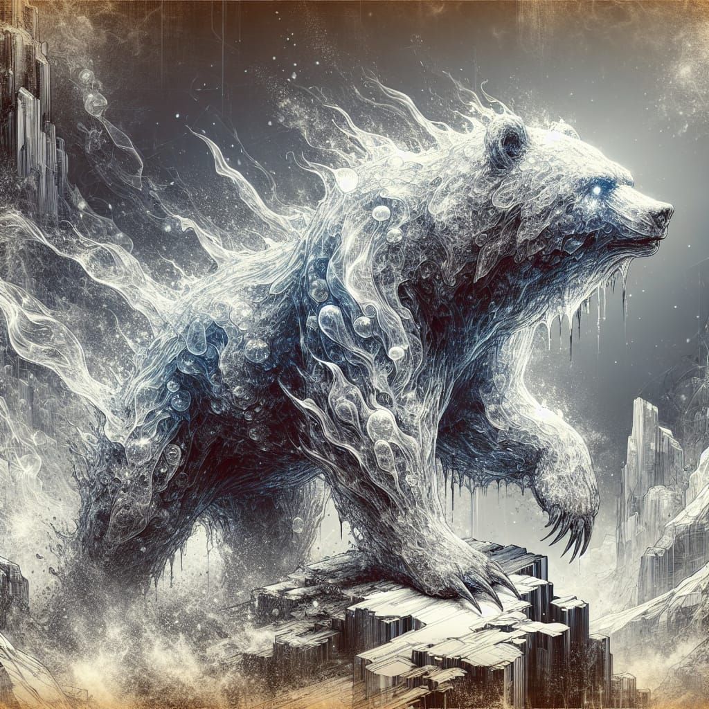 Ethereal Molten Glass Bear Fantasy Book Cover