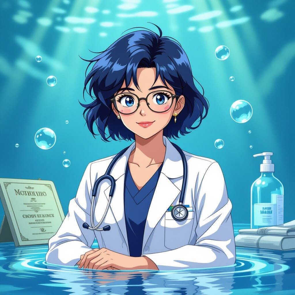 Sailor Mercury as Doctor in Anime Art Style