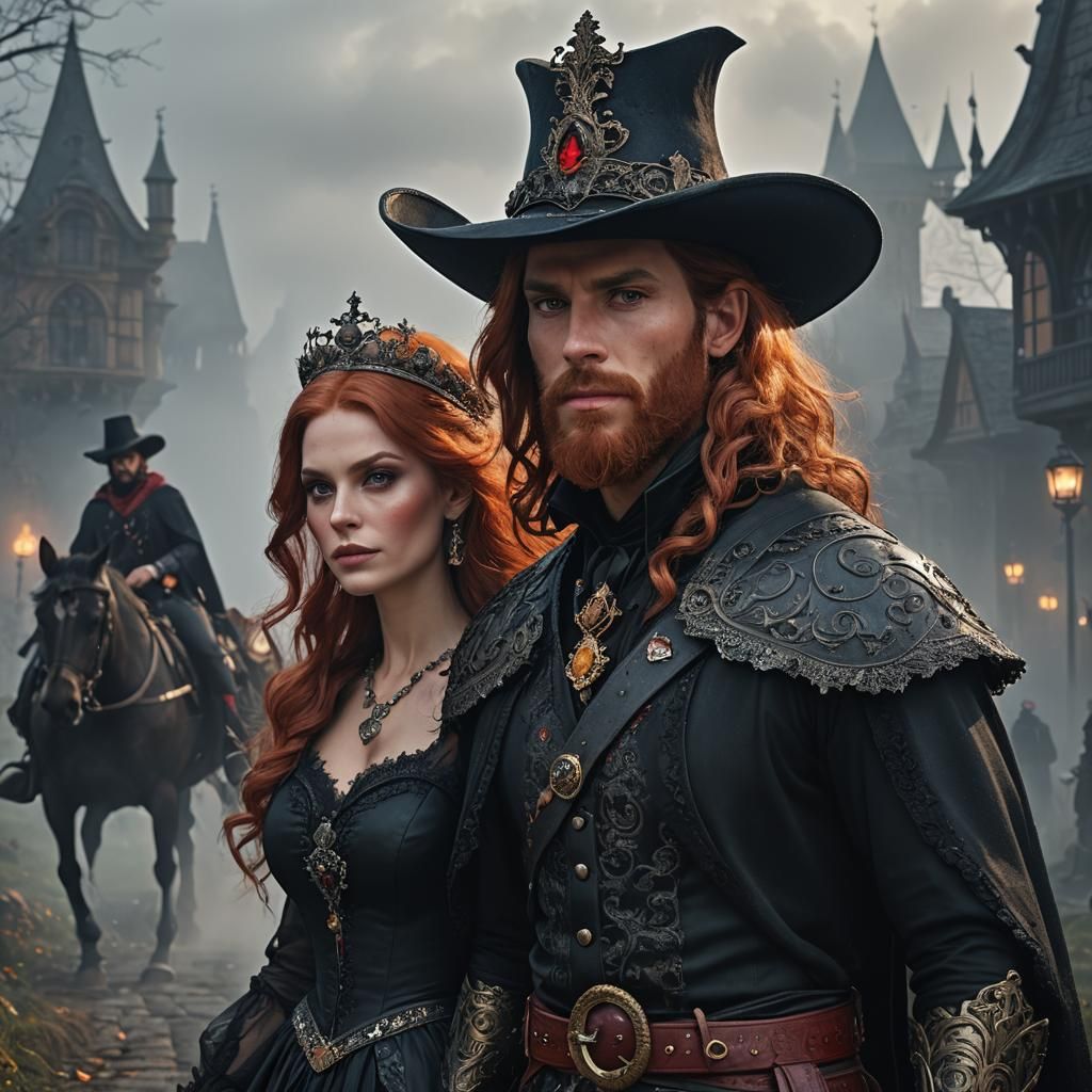 Fantasy Prince and Witch in Fog, Matte Painting