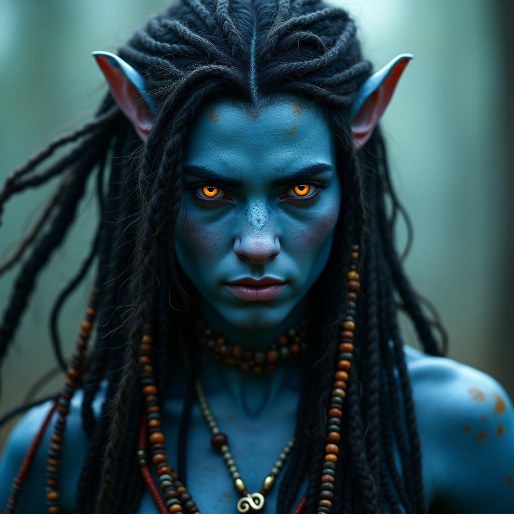 Strong Female Navi Avatar in Cinematic Film Still
