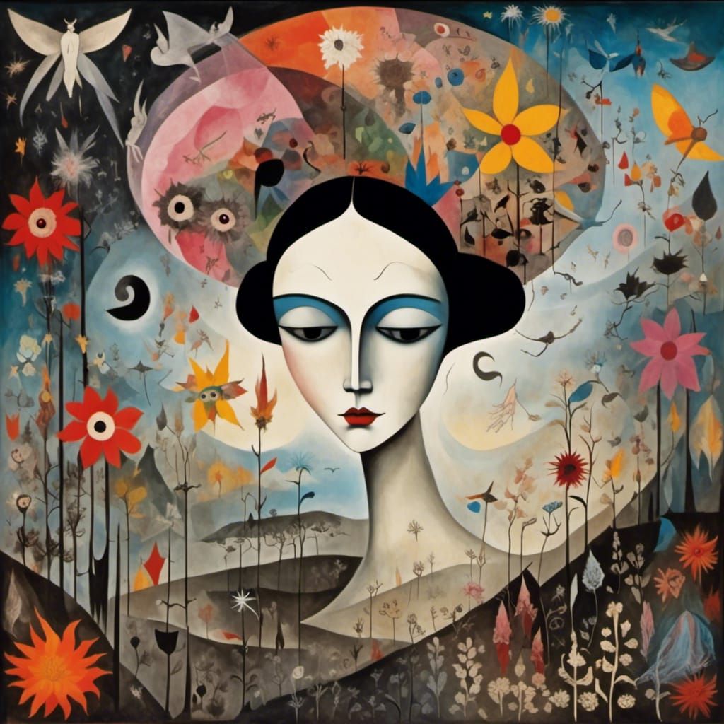 Enchanted Flower Fairy in Surrealist Dreamscape