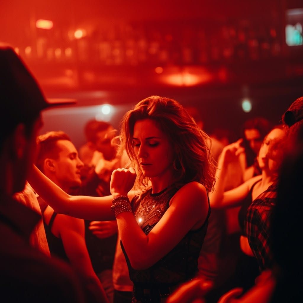 Vibrant Nightclub Scene in Hyperrealistic Style
