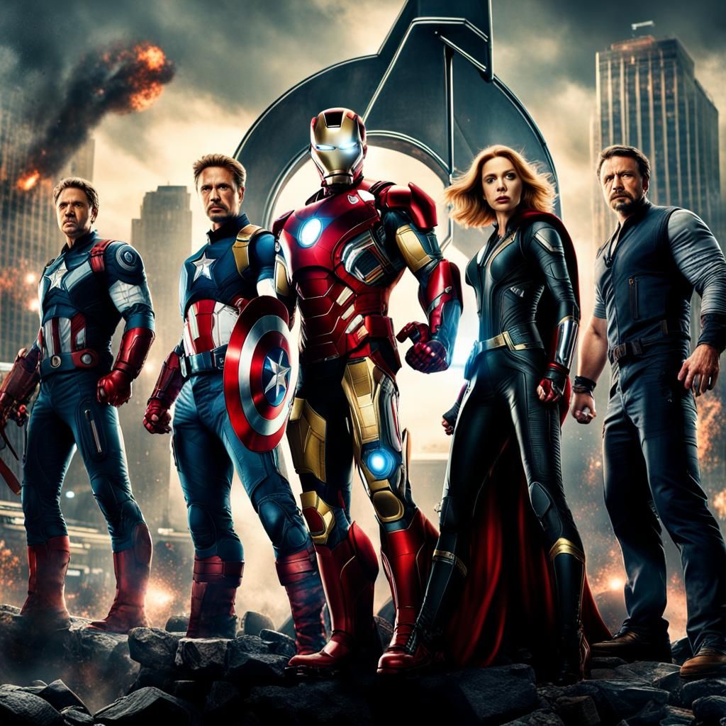 Hyperrealistic Avengers in Cinematic Composition