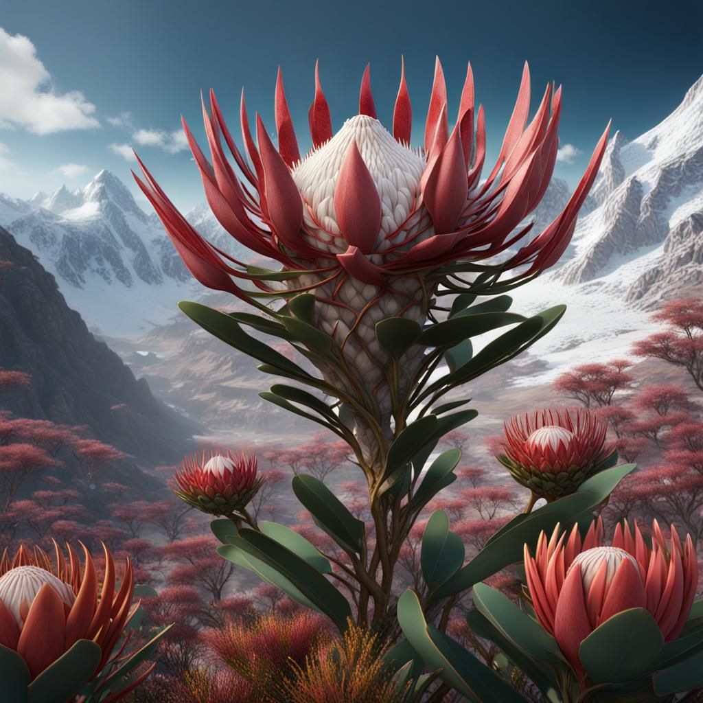Protea in the Himalayas: Detailed Matte Painting