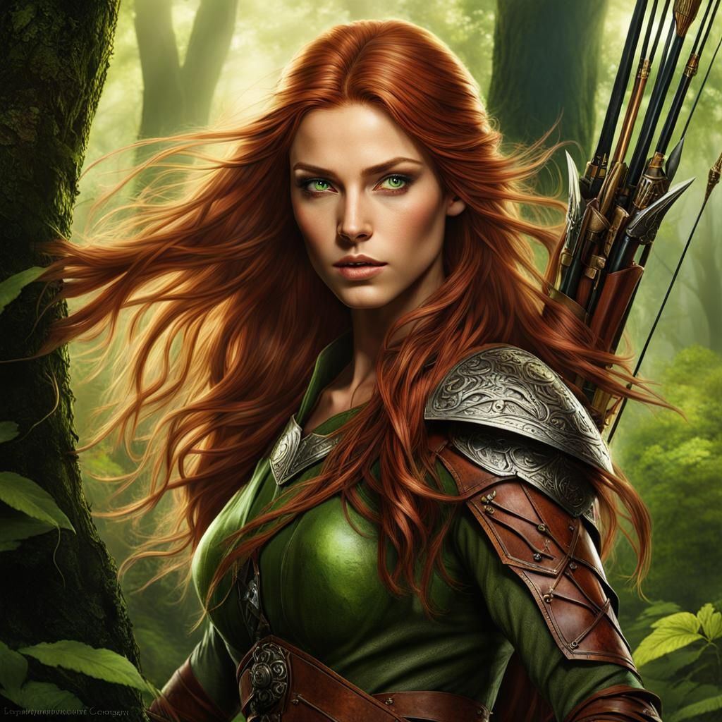 Wood Elf Archer in Forest, Fantasy Concept Art