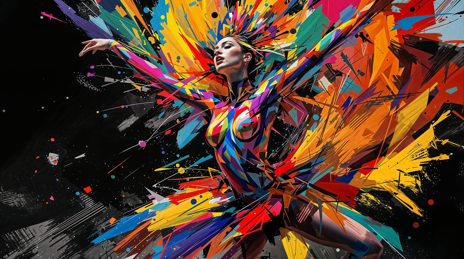 Vibrant Fauvist Dancer in Bold Colorful Motion