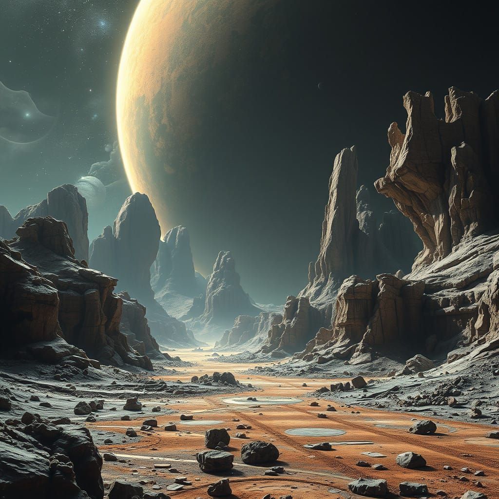 Ethereal Extraterrestrial Landscape with Hyperrealistic Deta...