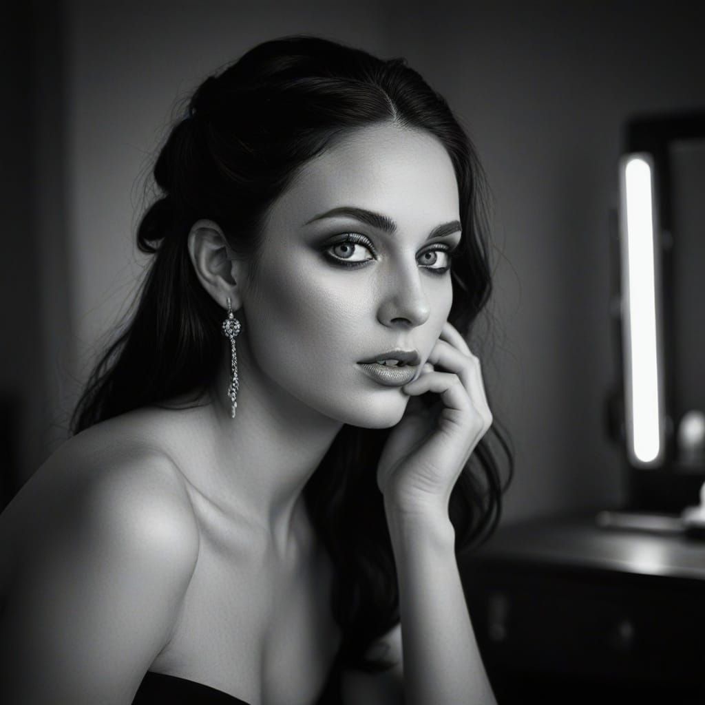 Aphrodite Applying Face Powder in Classic Portrait