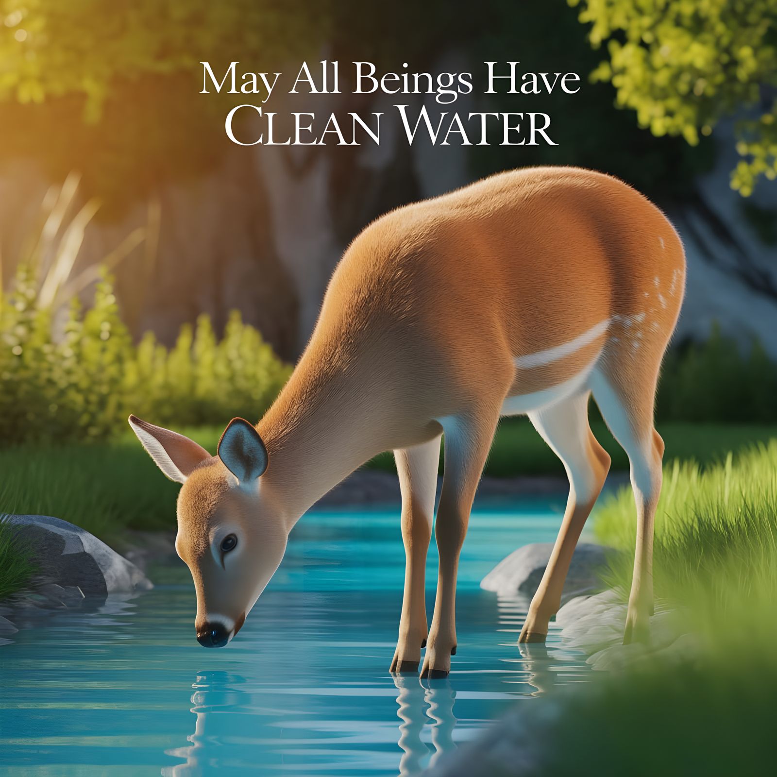 Caption reads, May all beings have Clean Water. A beautiful ...