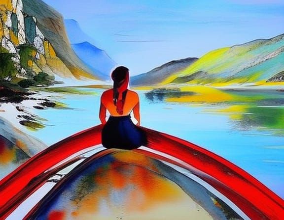 Romantic Sunset on Axtla River, Watercolor and Pen