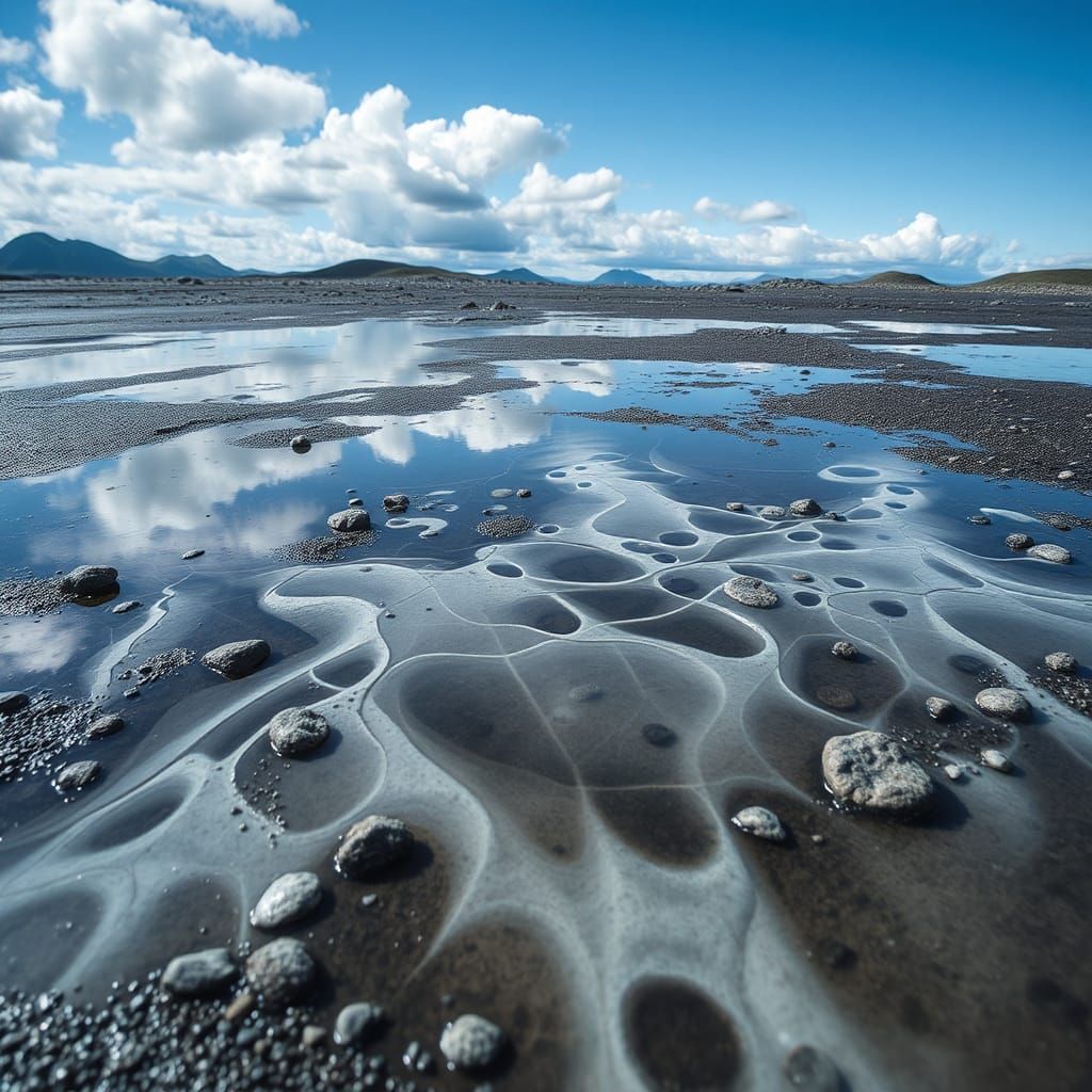 Abstract Suminagashi Puddle Art: Fluid Marbling