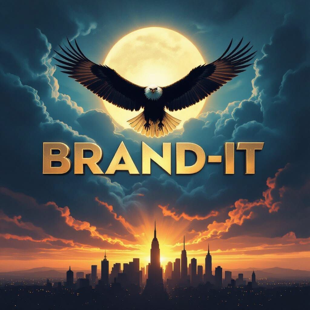 Brand-IT Poster: Eagle Soars Over Cityscape
