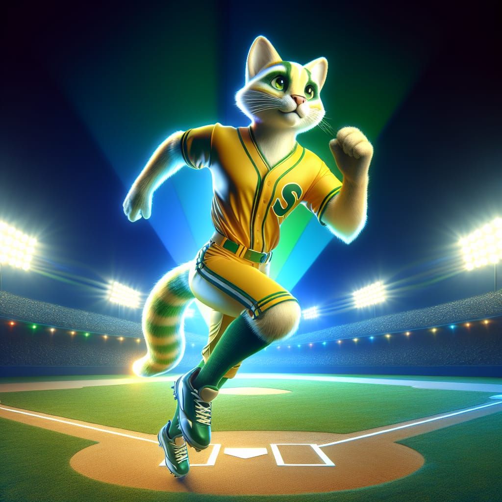 Baseball Cat: Action on the Field