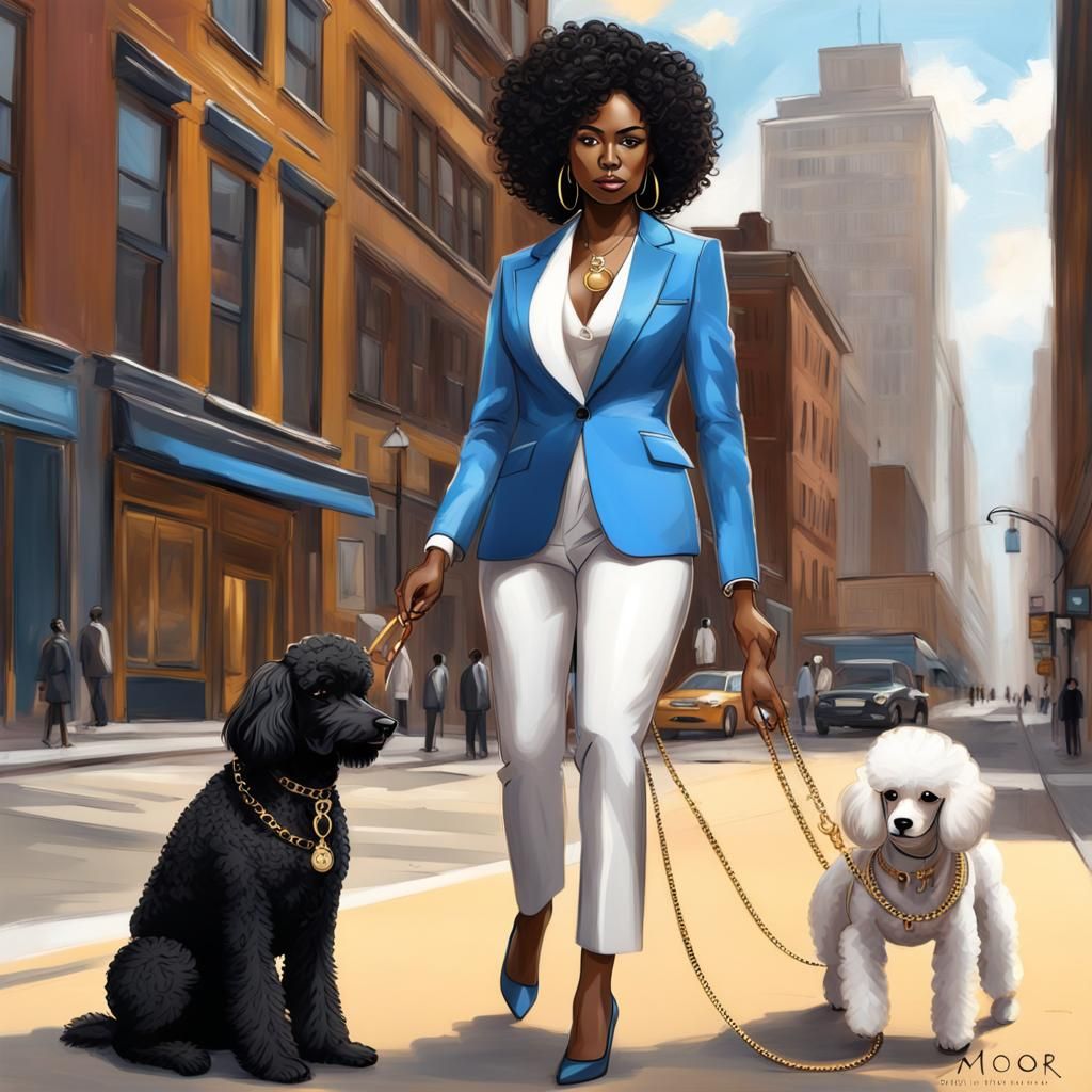 Elegant Business Woman with Poodle in Harlem