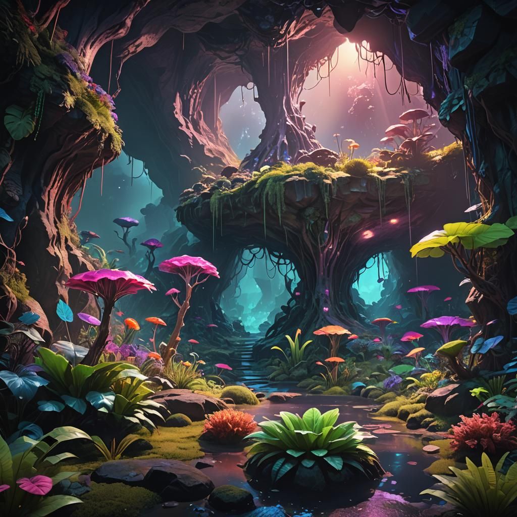 Otherworldly Alien Cave: Fantasy Concept Art