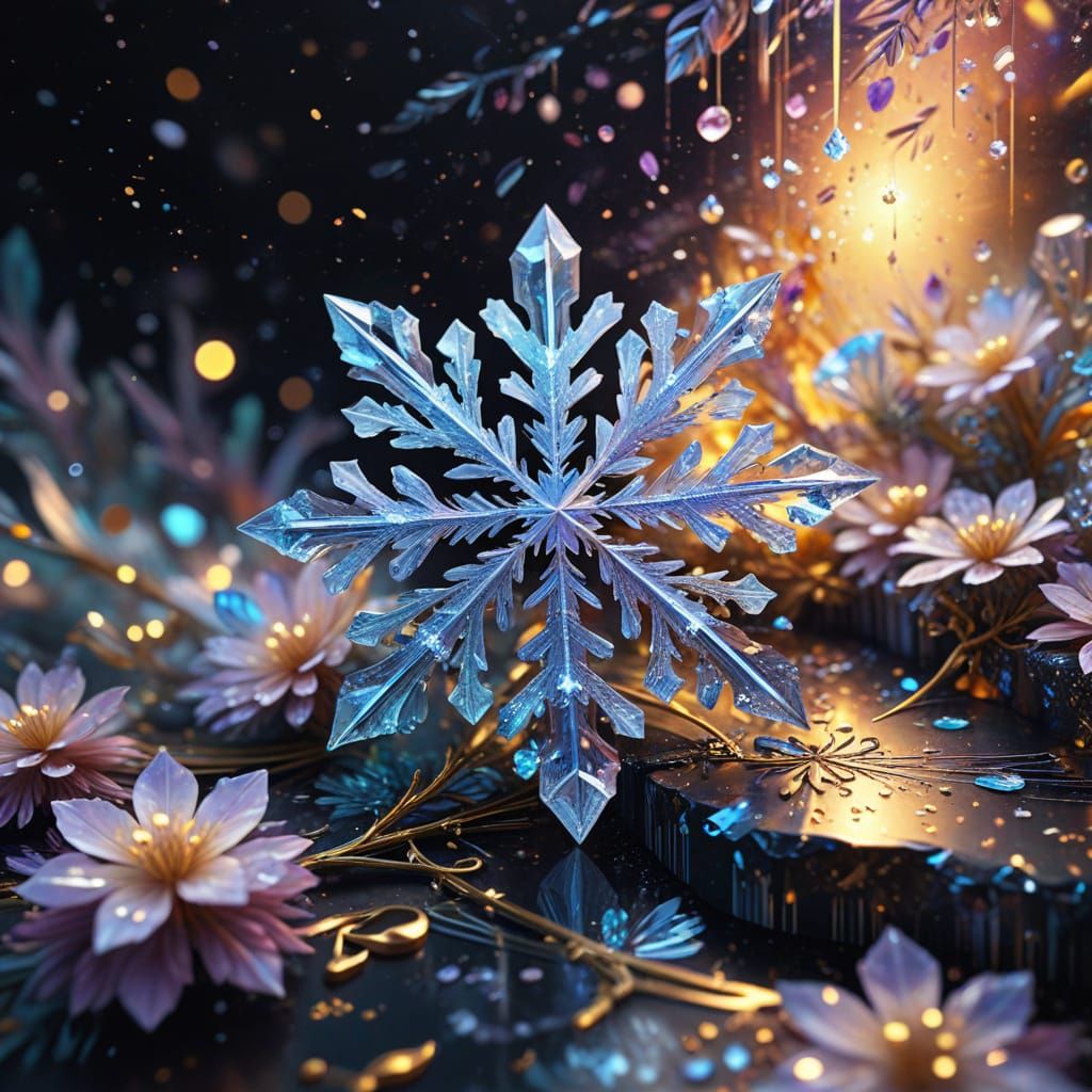 Enchanting Crystal Fantasy: Vibrant Oil Painting