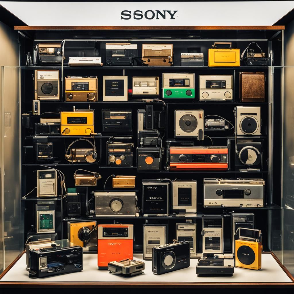 Iconic Sony Walkman Display with Vintage Tech
