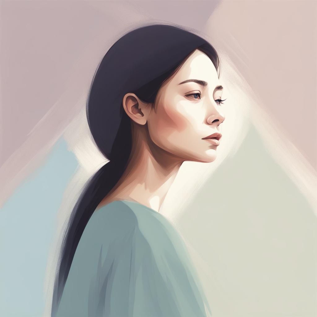 Serene Woman Portrait in Minimalist Digital Art