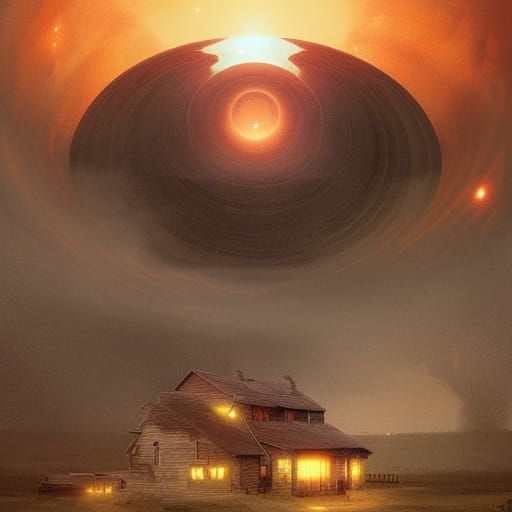 Farmhouse in a Black Hole, Fantasy Art