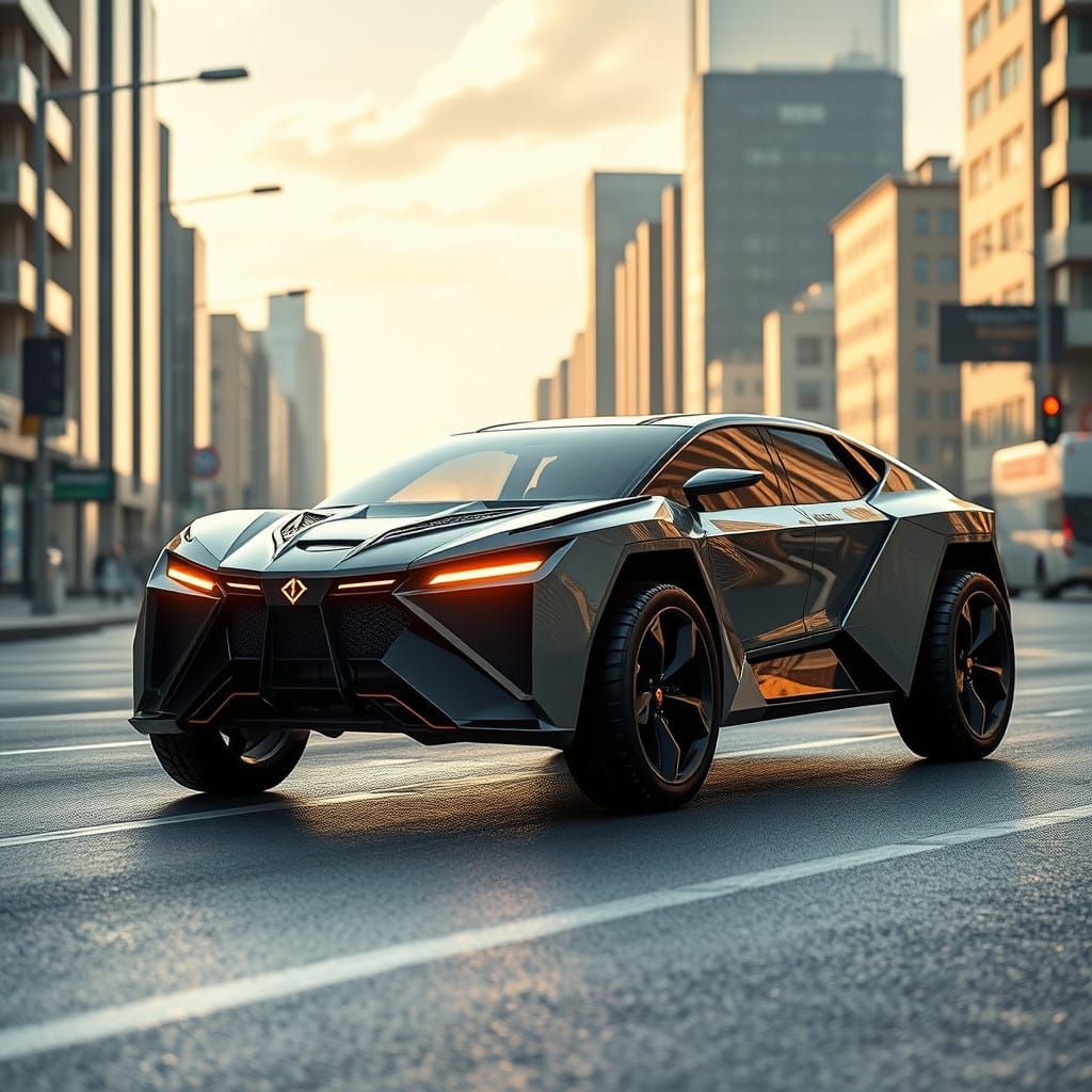 Bizarre Alien Bladeless SUV in Stealth Mode on the Silver Ro...