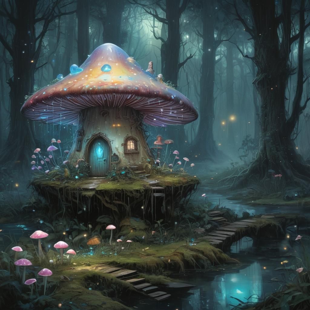 Opal Fairy Mushroom House in Enchanted Forest