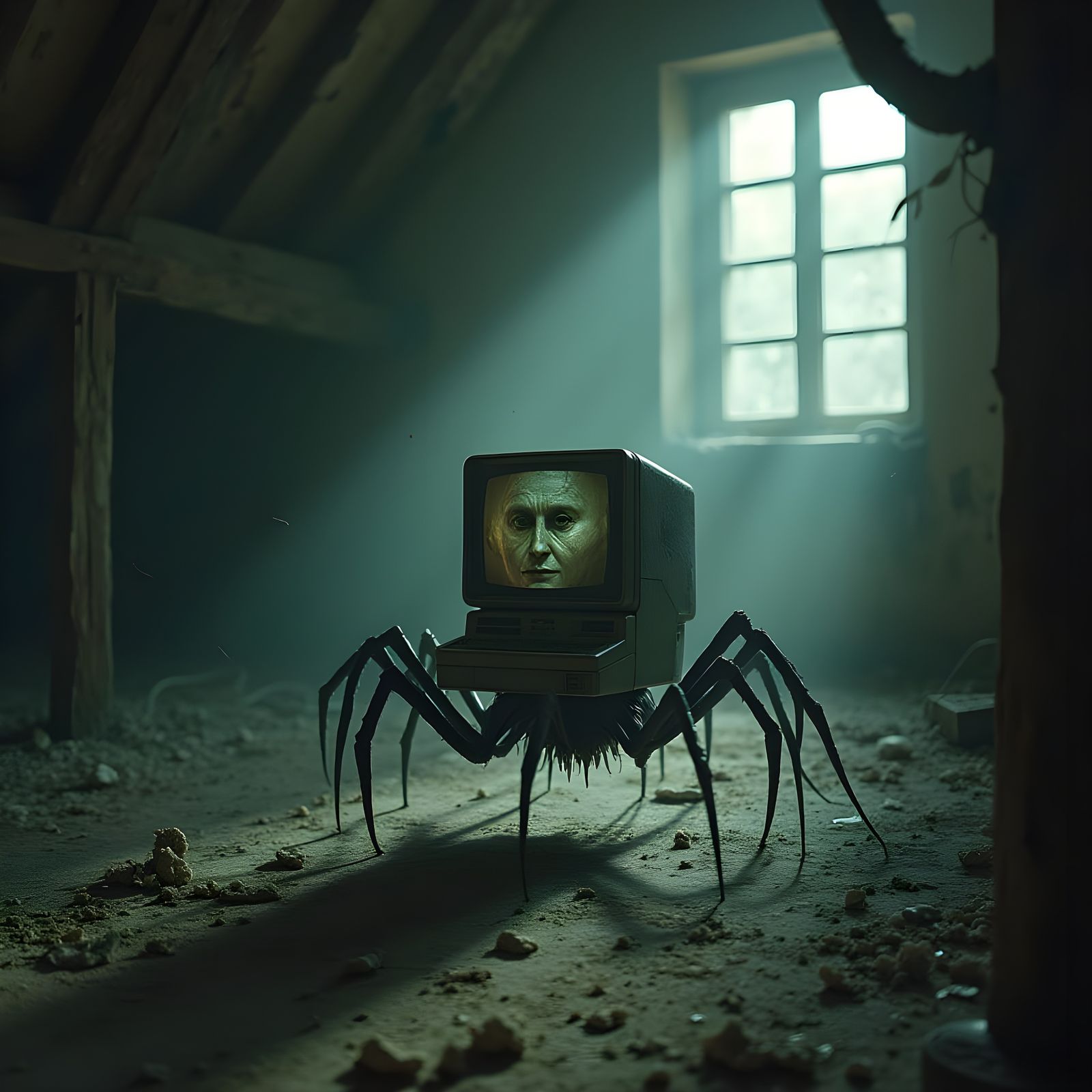 Computer with Spider Legs and Face