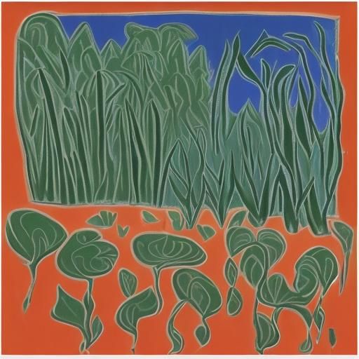 Martian Fields with Plaques, in Fauvist Style