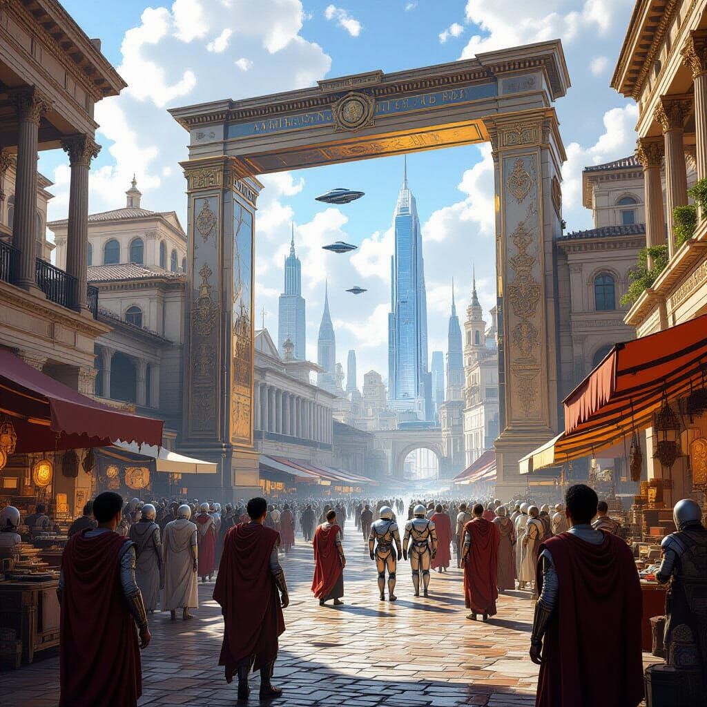 Ancient Rome Marketplace Meets a Futuristic City