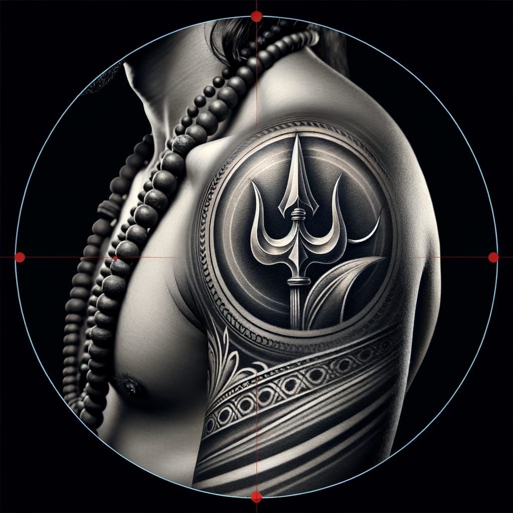 Realistic Tattoo of Shiva with Trishul