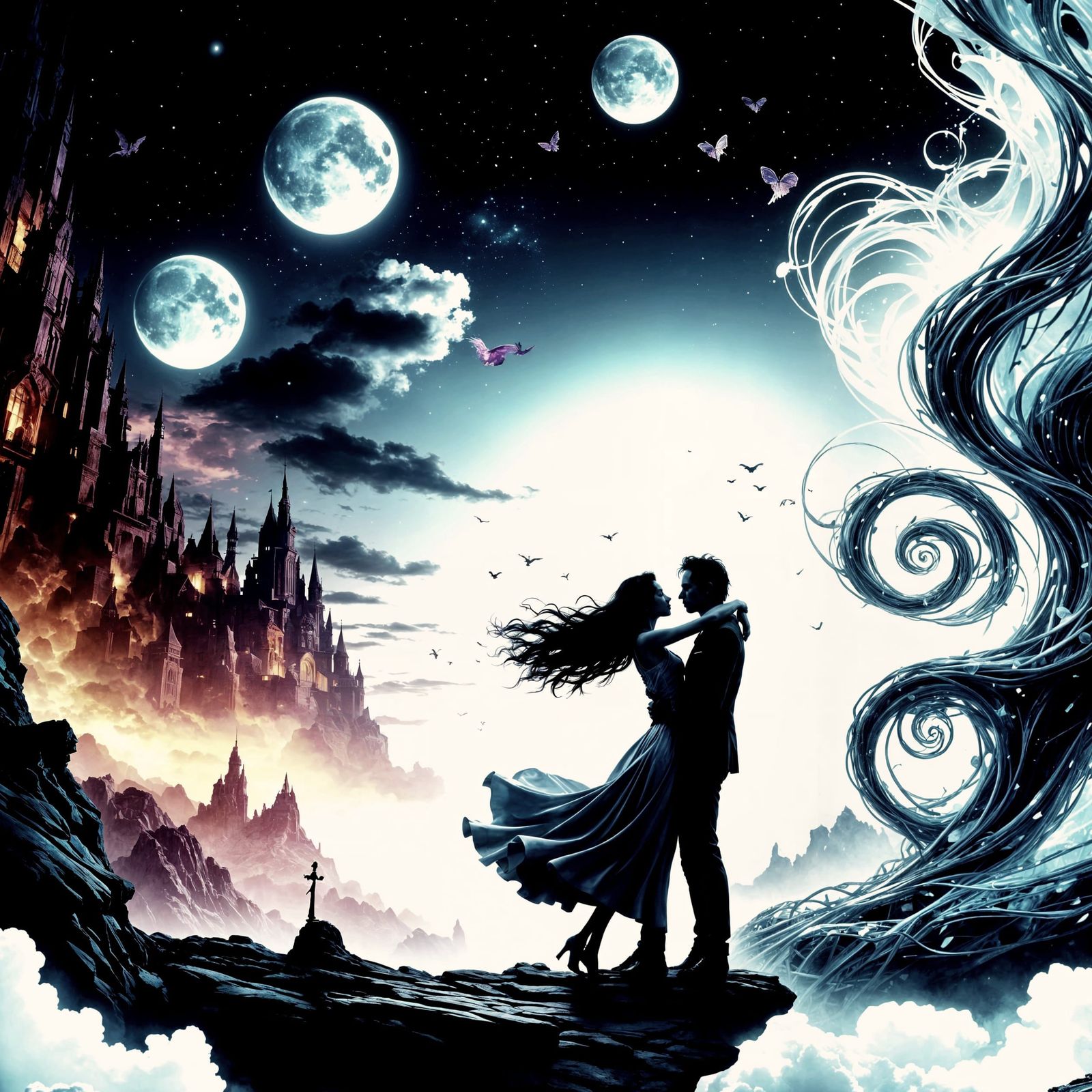 Ethereal Lovers in Cosmic Embrace