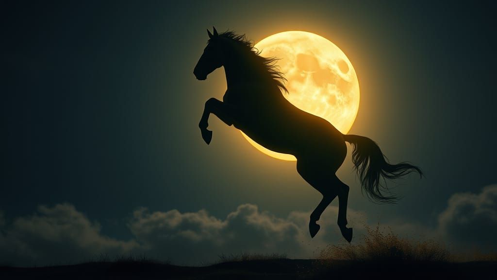 Moonlit Stallion Soars Through the Night Sky