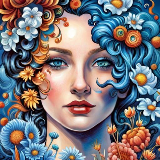 Fiery Floral Fields under Sunstreaked Skies