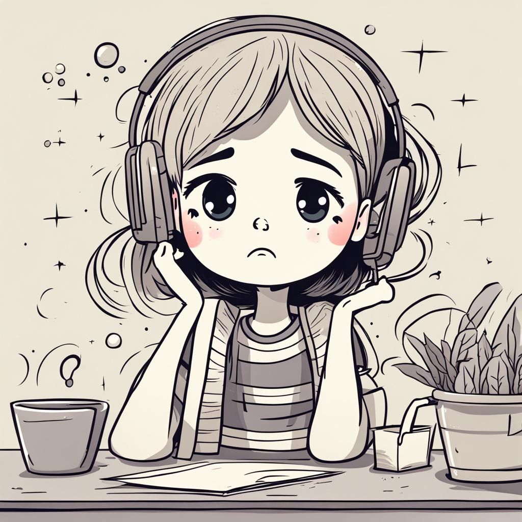 Tired Cartoon Girl Illustration