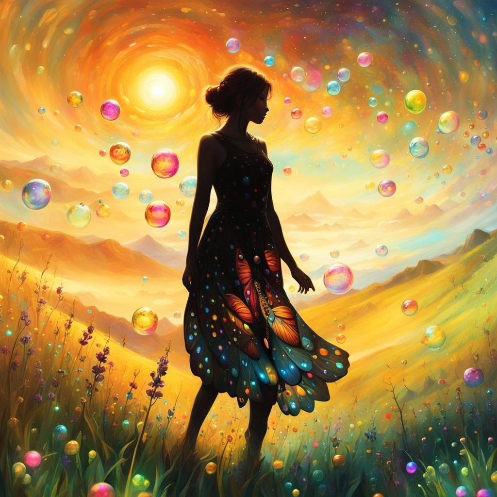 Butterfly with Bubbles: Hyperdetailed Fantasy Art
