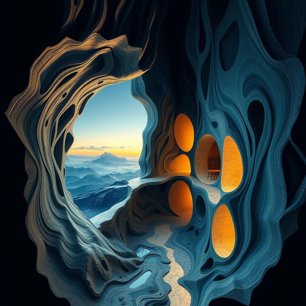 Geological Cross-Section in Marbling Technique