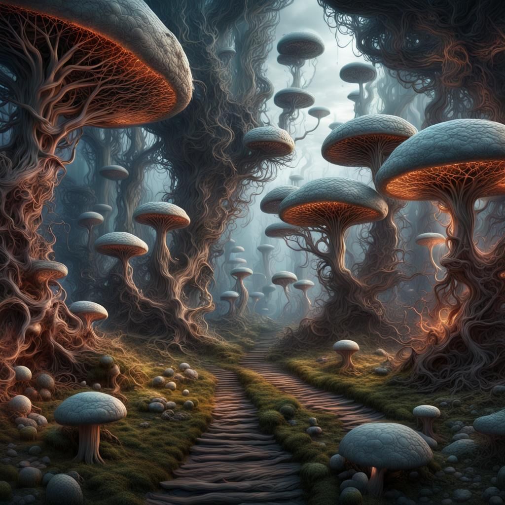 Cosmic Mycelial Network: A Hyperrealistic Fantasy