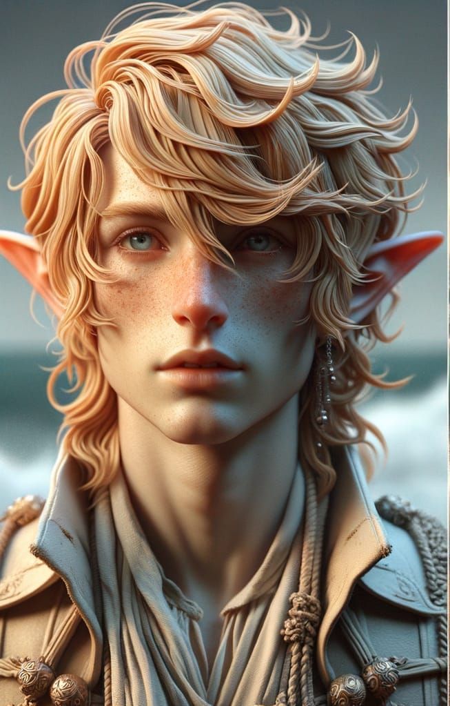 Traditional-Style Drow Elf Pirate on Beach