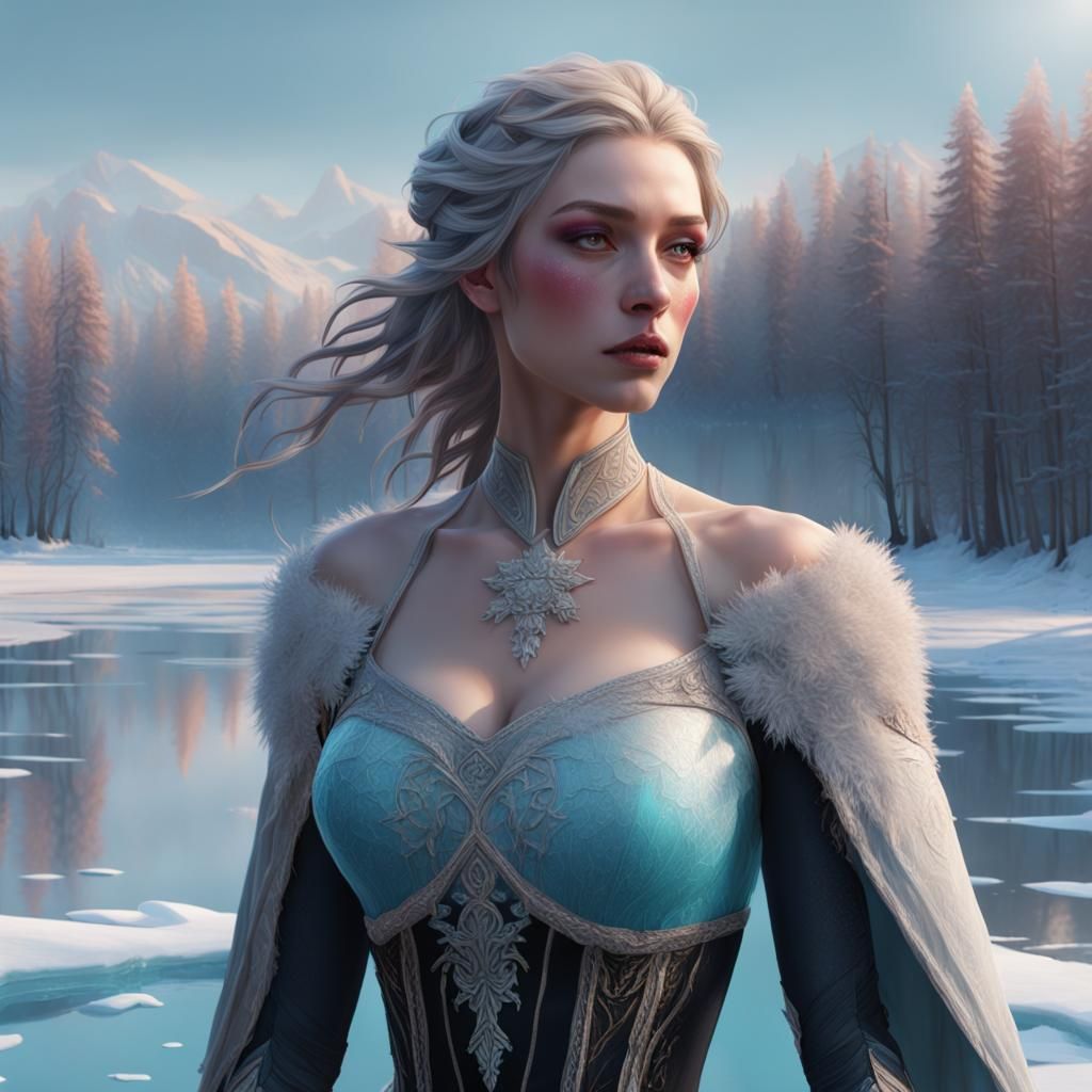 Frozen Lake Skater: Hyperdetailed Portrait