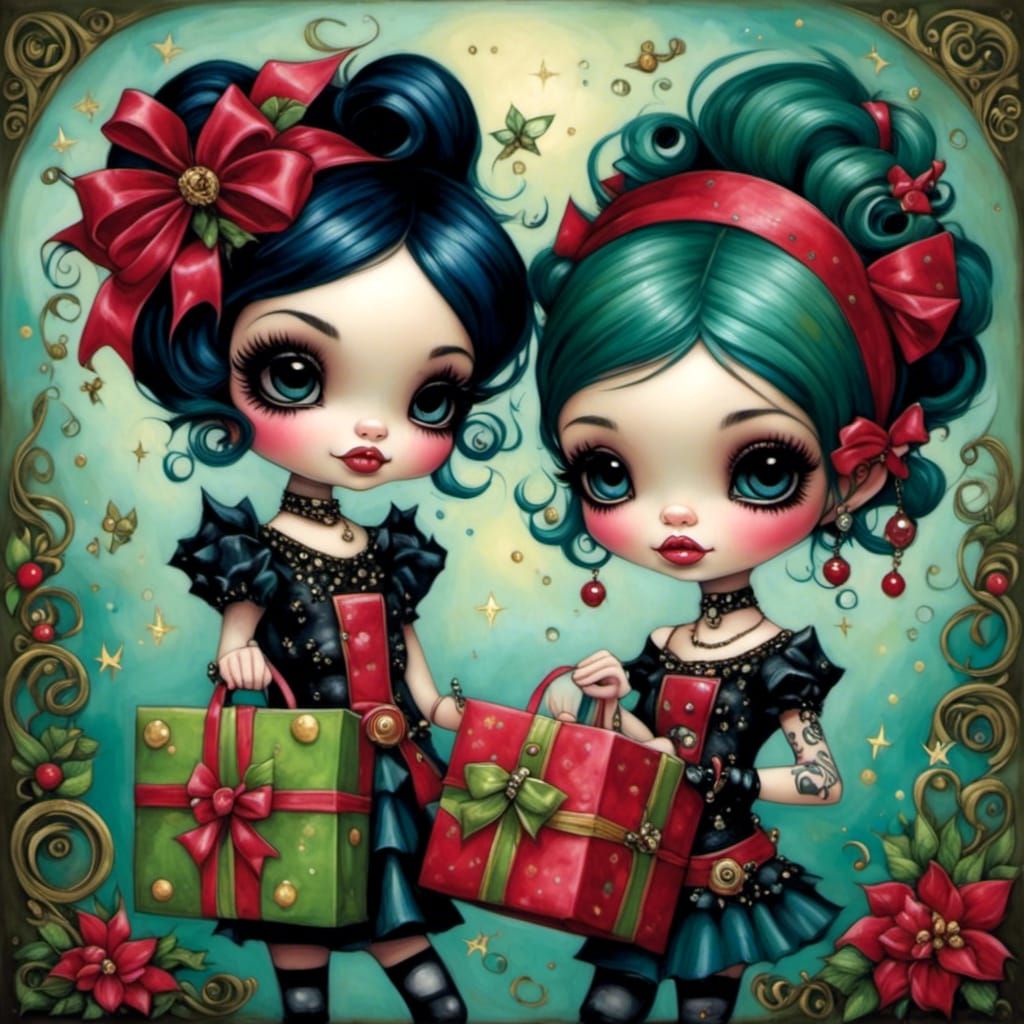 Punk Girls Christmas Shopping with Doe Eyes