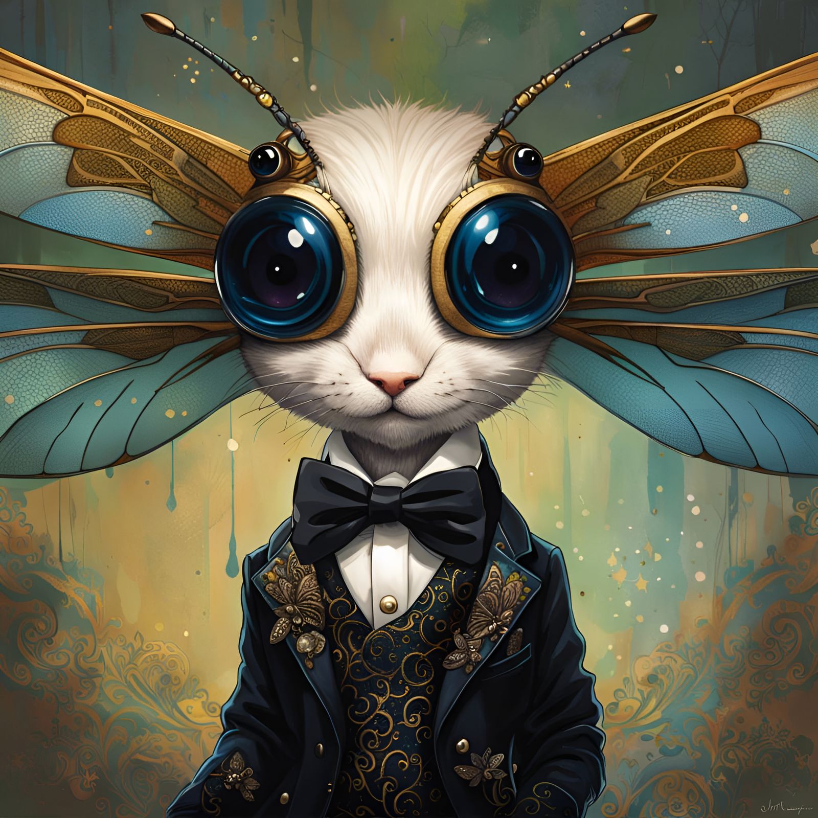 Dragonfly in Tuxedo: A Whimsical Portrait