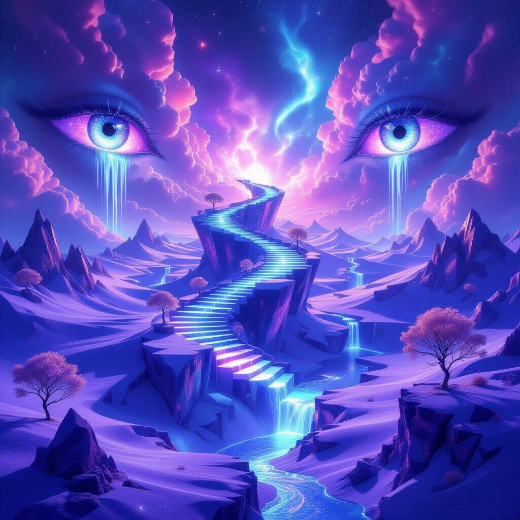 Surreal Dreamscape: Crystal Deserts in Cosmic Void