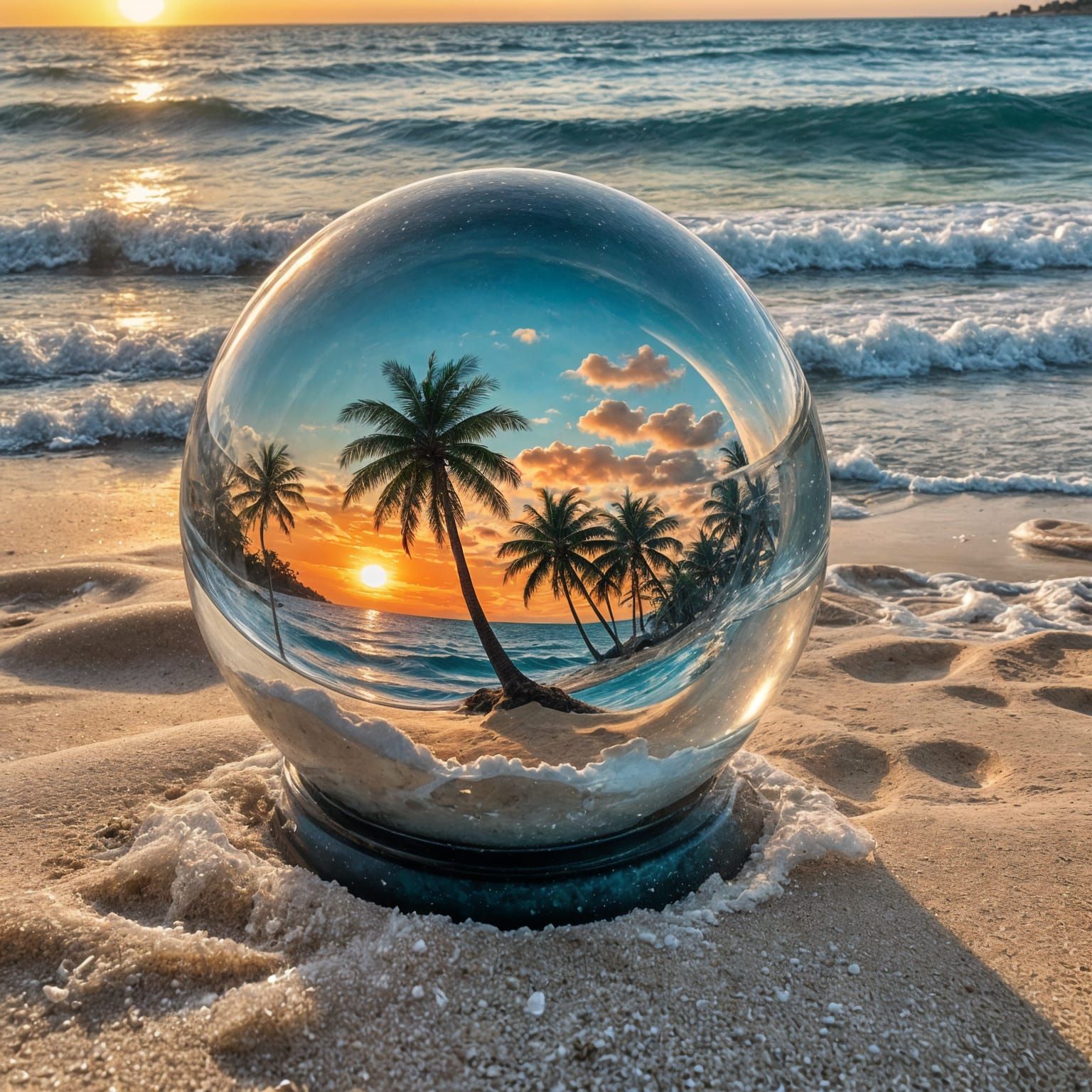 Beach Sunset in a Snow Globe