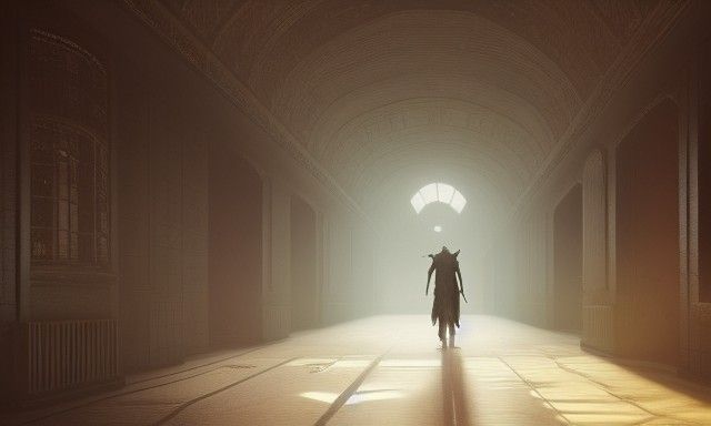 Sinister Corridor Matte Painting in Vintage Style