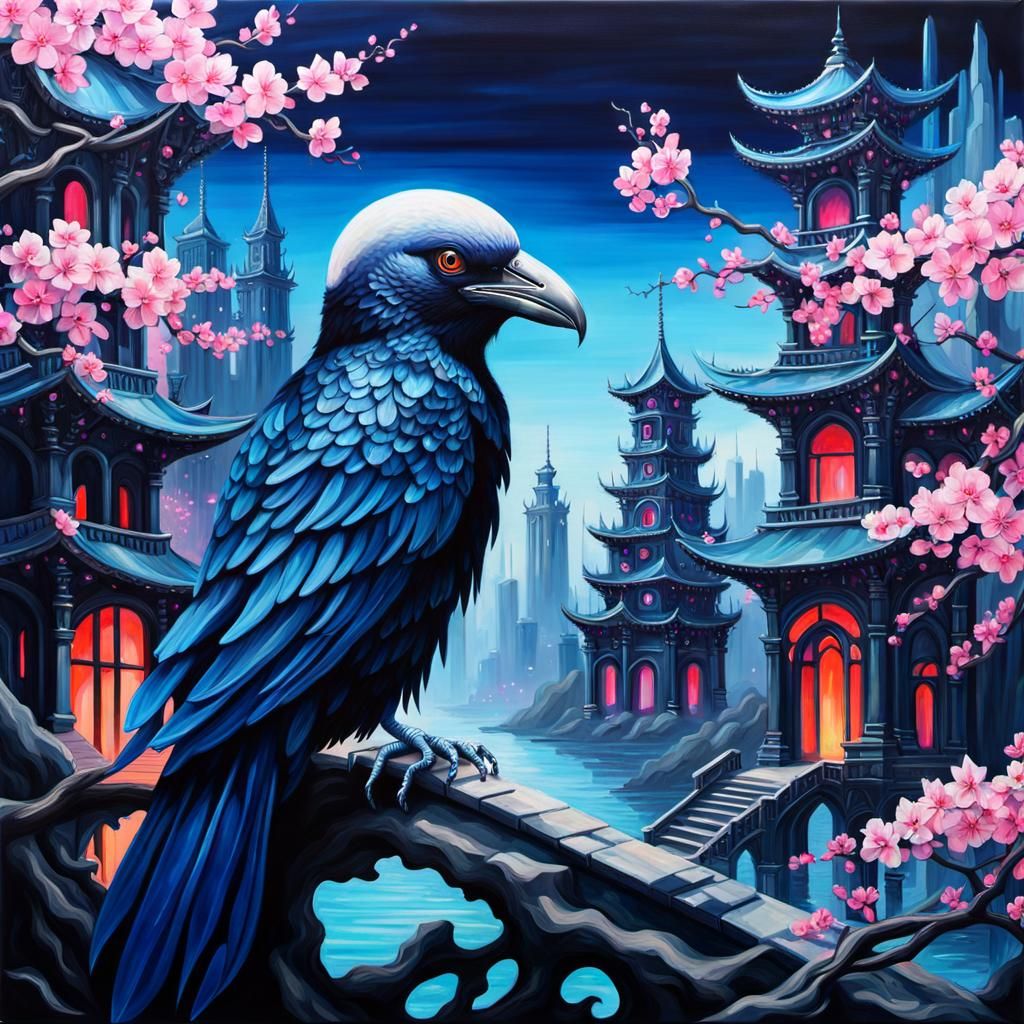 Mermaidpunk Raven Skeleton in Arcology City Ruins