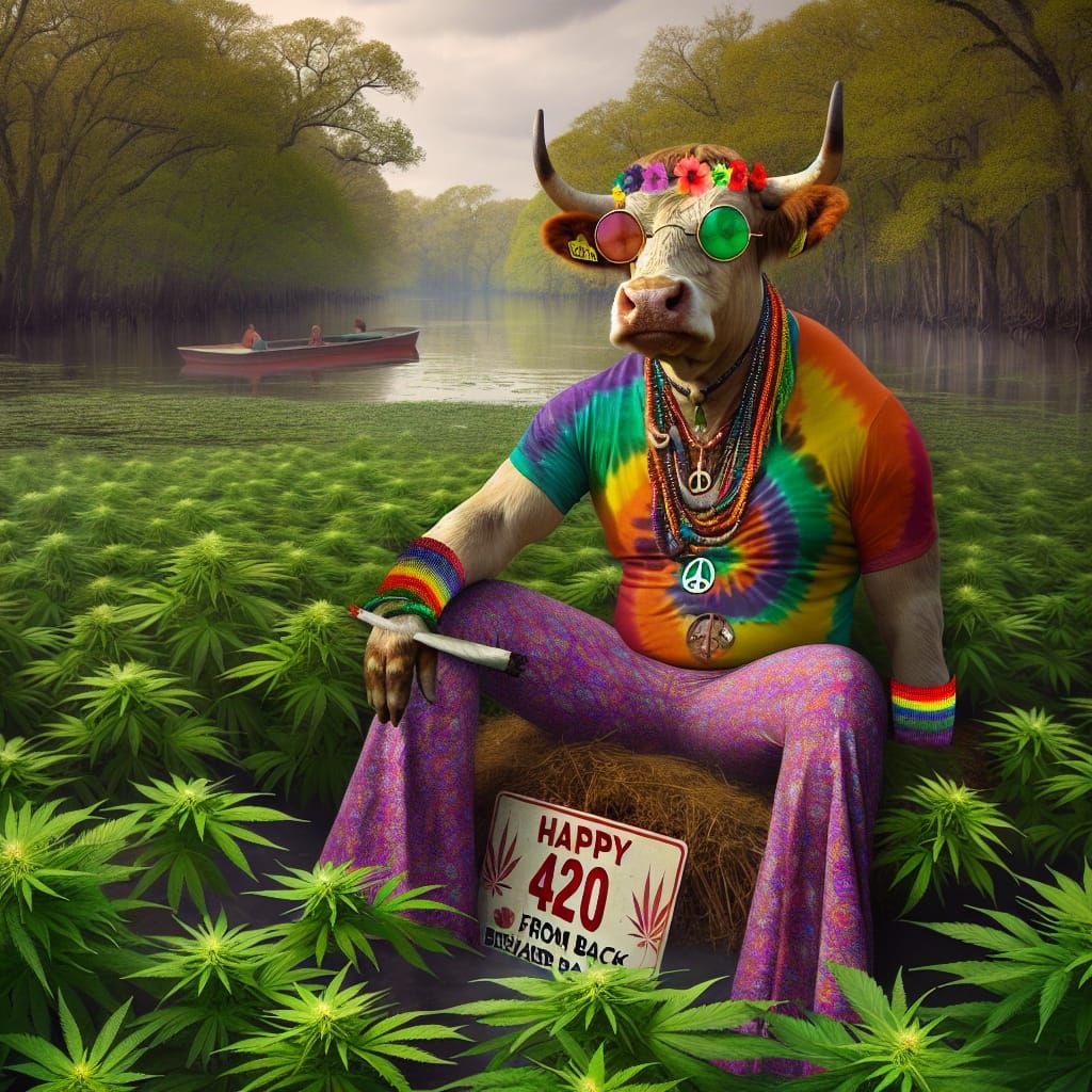 Hippie Bull Celebrates 420 in Cannabis Marsh