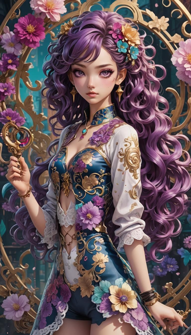 Anime Woman in Manga and Disney Styles