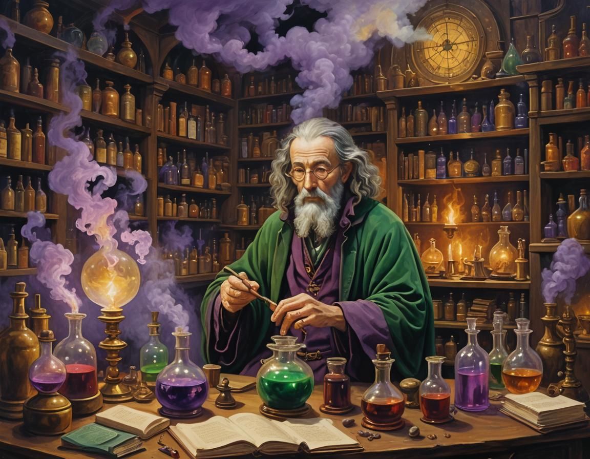 The Alchemist in Oil on Canvas
