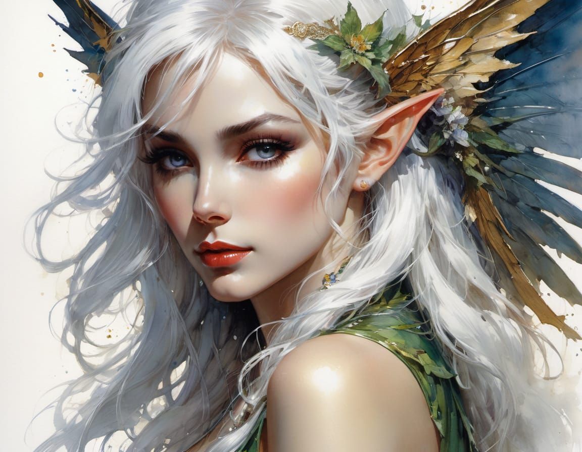 Ethereal Elf Maiden in Comic Book Art Style